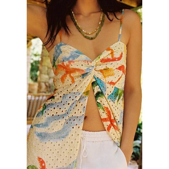 Farm Rio Womens Copacabana Cover Up XS Cream Tropical Print Beach Resort Wear - Picture 3 of 14